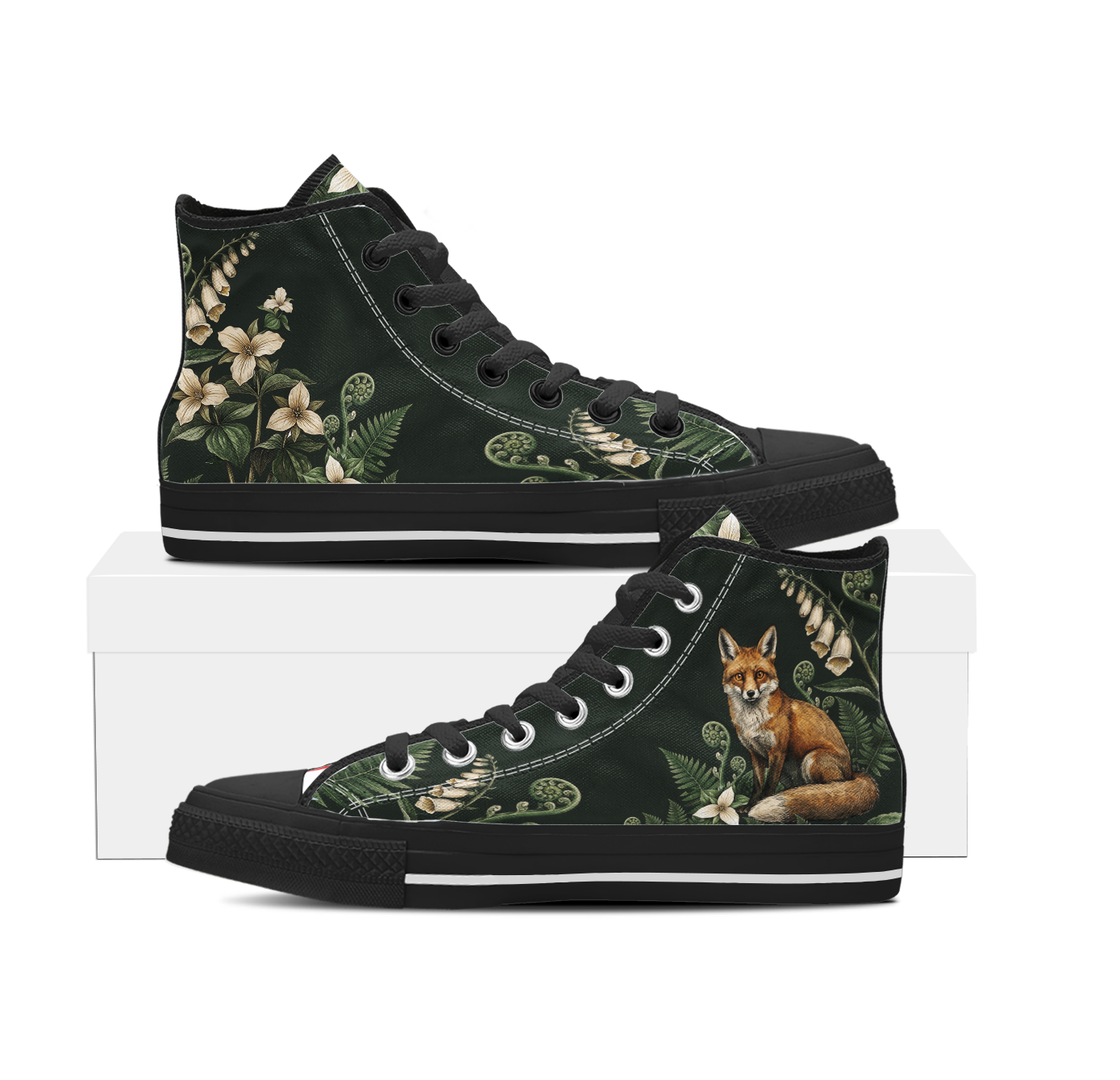 Vulpina High Tops - Black Sole on box