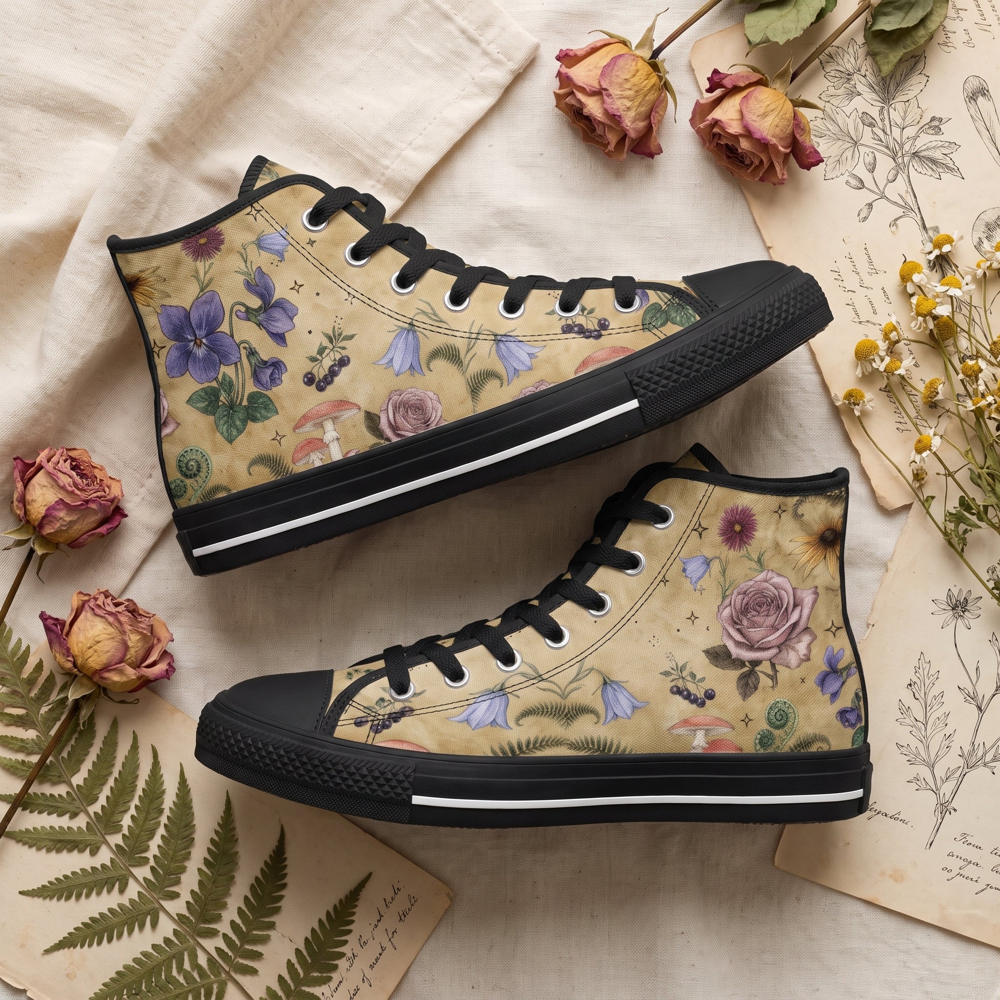 Herbarium High Tops flat lay