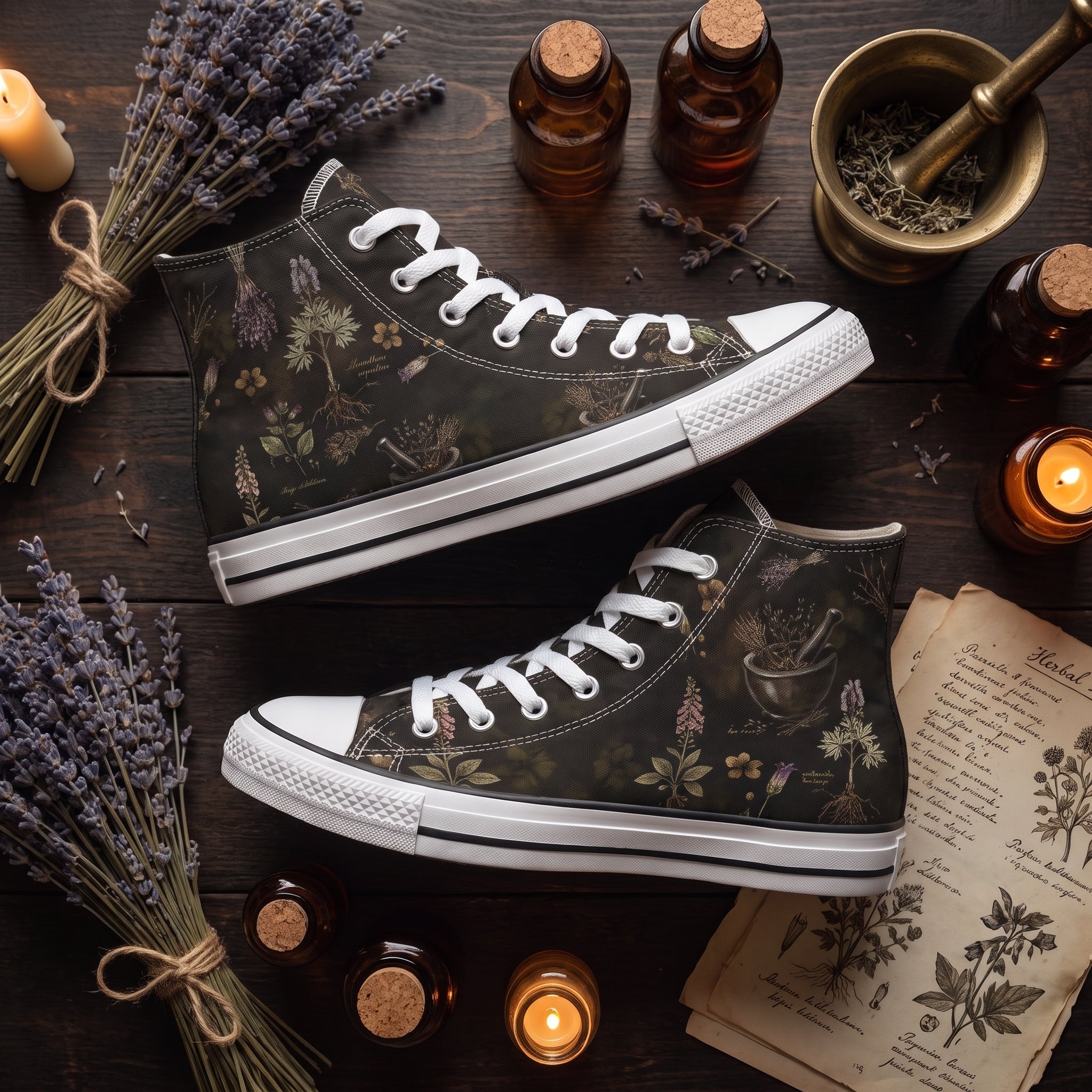 Belladonna High Tops flat lay