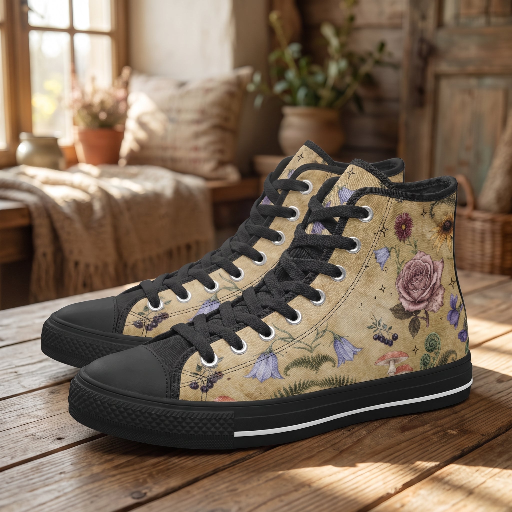 Herbarium High Tops on wood floor