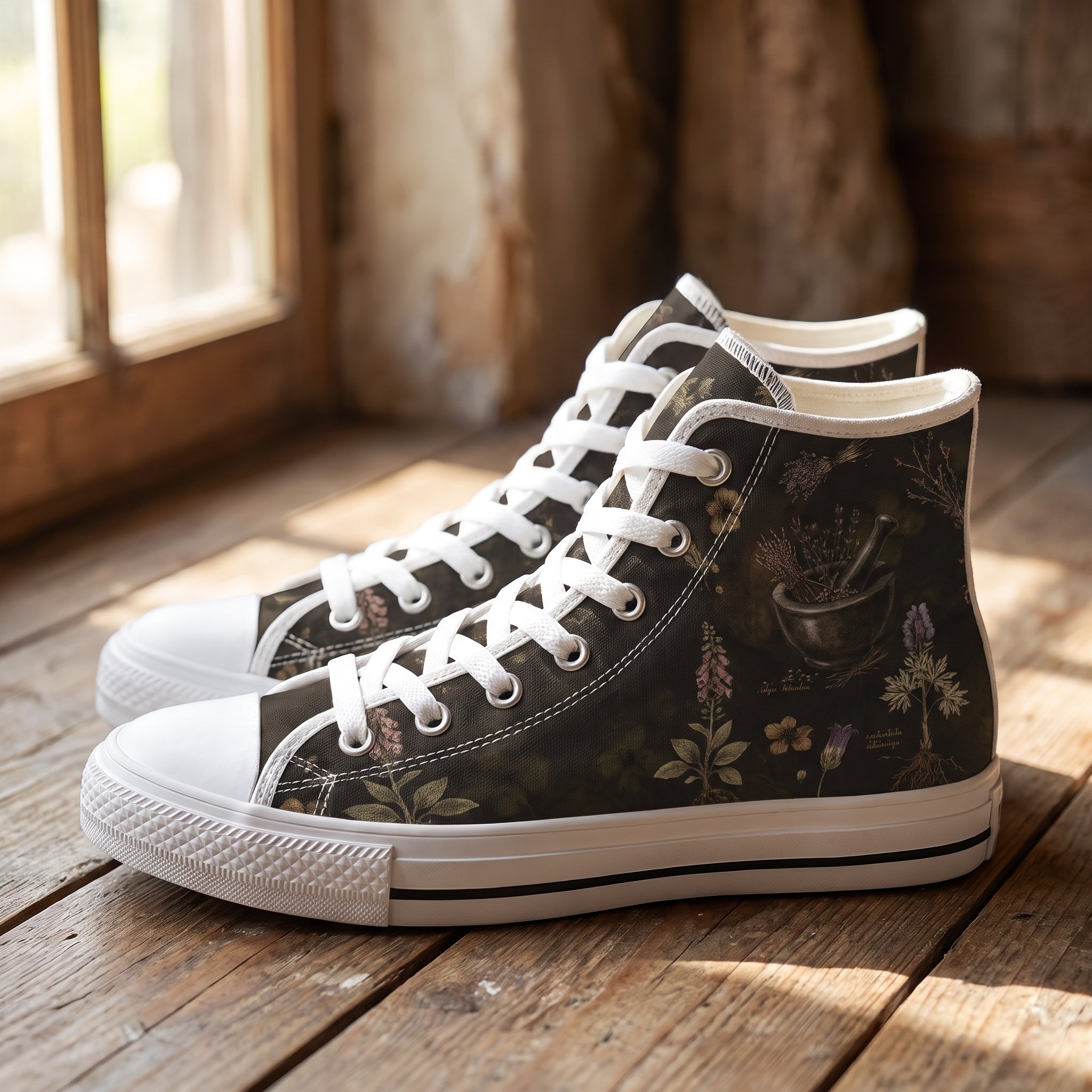 Belladonna High Tops on wood floor