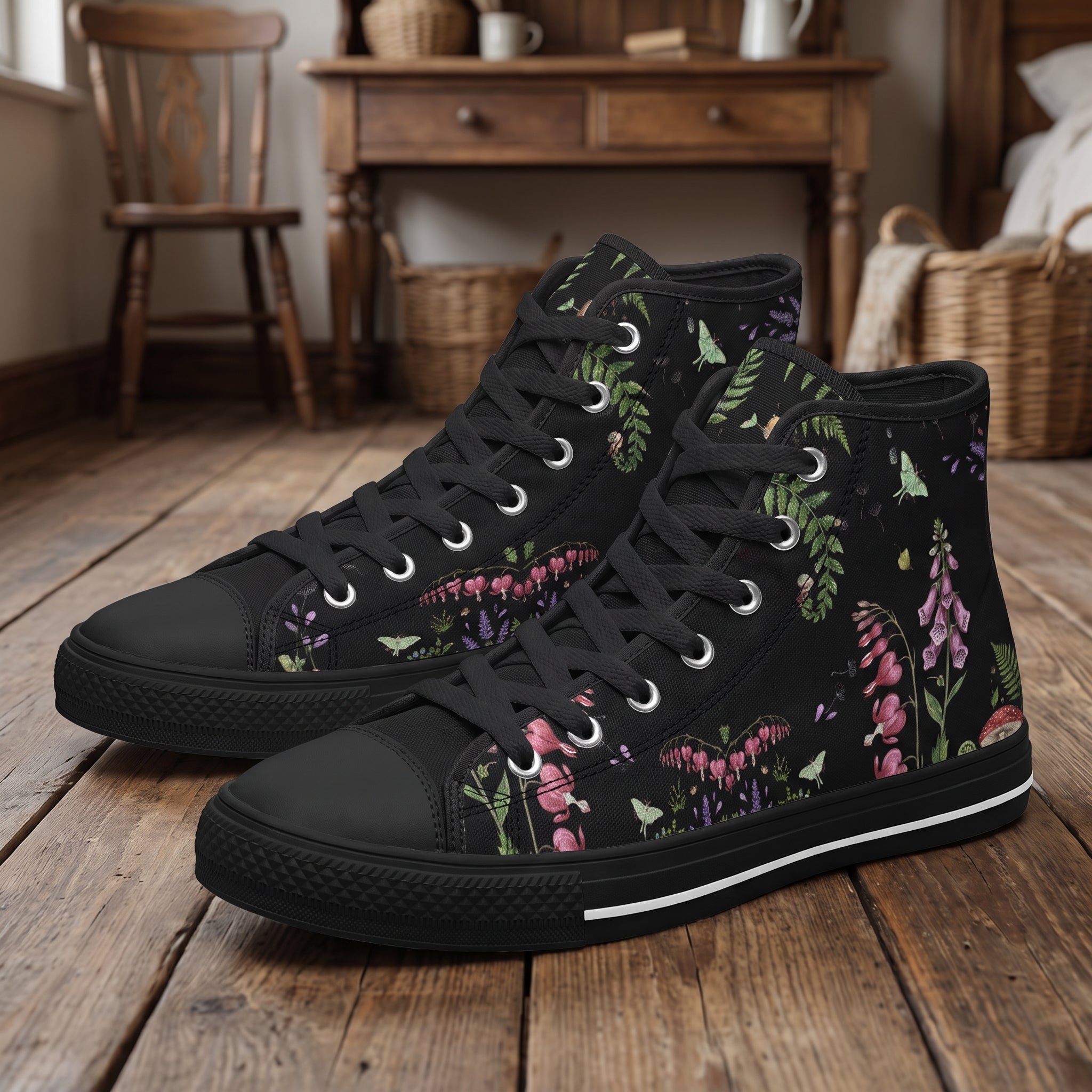 Digitalis High Tops on wood floor