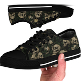 Ossuary Low Tops - clustered skulls entwined with dark ivy vines on a black ground