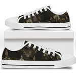 Belladonna Low Tops - dark apothecary plates on dark olive featuring herb specimens, mortar & pestle, and lavender
