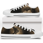 Corvus Low Tops - sepia gothic ravens perched on an open grimoire amid vintage botanical vines and blossoms