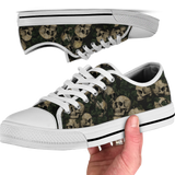 Ossuary Low Tops - clustered skulls entwined with dark ivy vines on a black ground