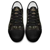 Belladonna Low Tops - dark apothecary plates on dark olive featuring herb specimens, mortar & pestle, and lavender