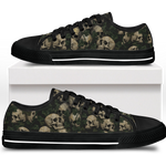 Ossuary Low Tops - clustered skulls entwined with dark ivy vines on a black ground