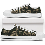 Ossuary Low Tops - clustered skulls entwined with dark ivy vines on a black ground