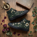 Matricaria High Tops black sole flat lay with candle and dried roses