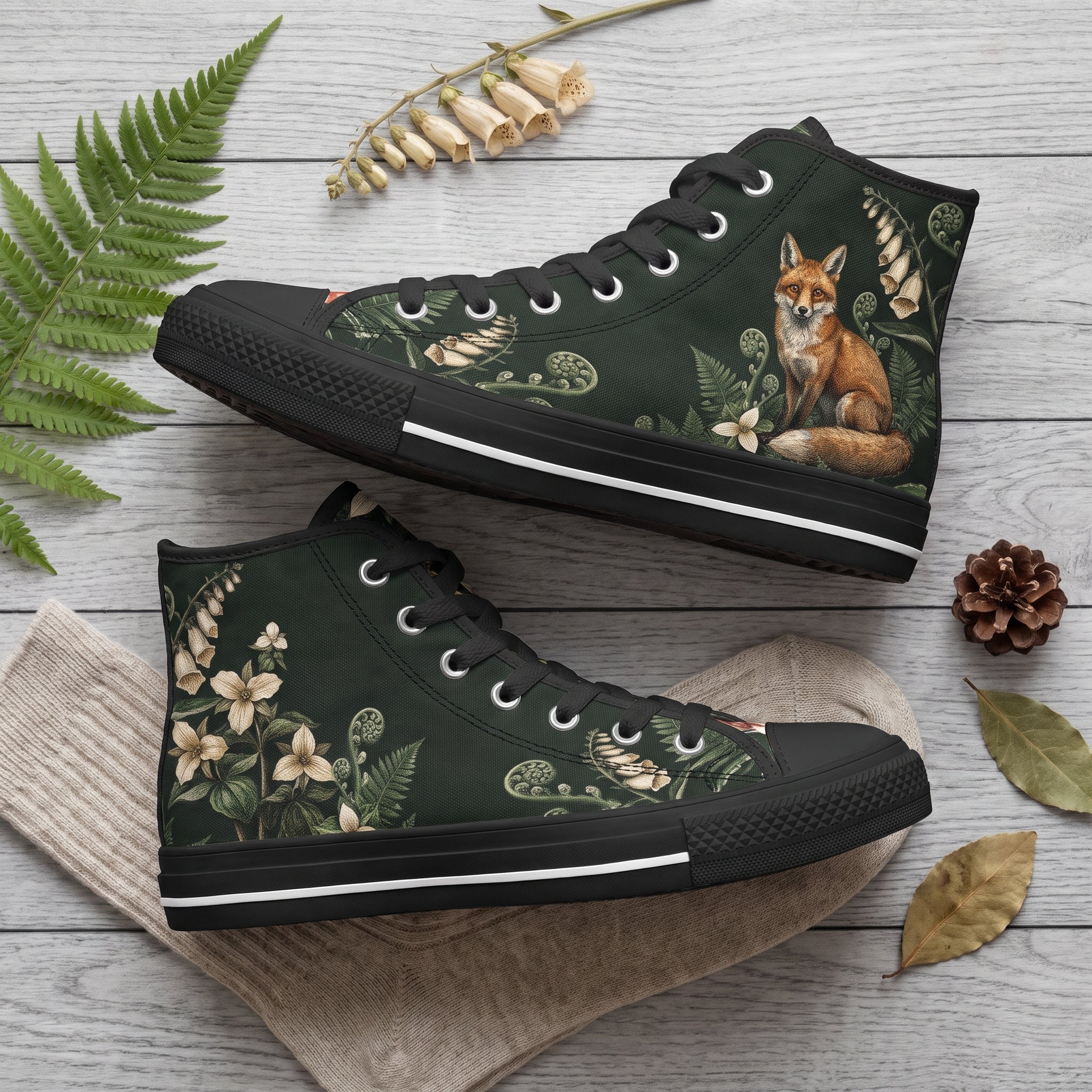 Vulpina High Tops - Fox and flower lifestyle