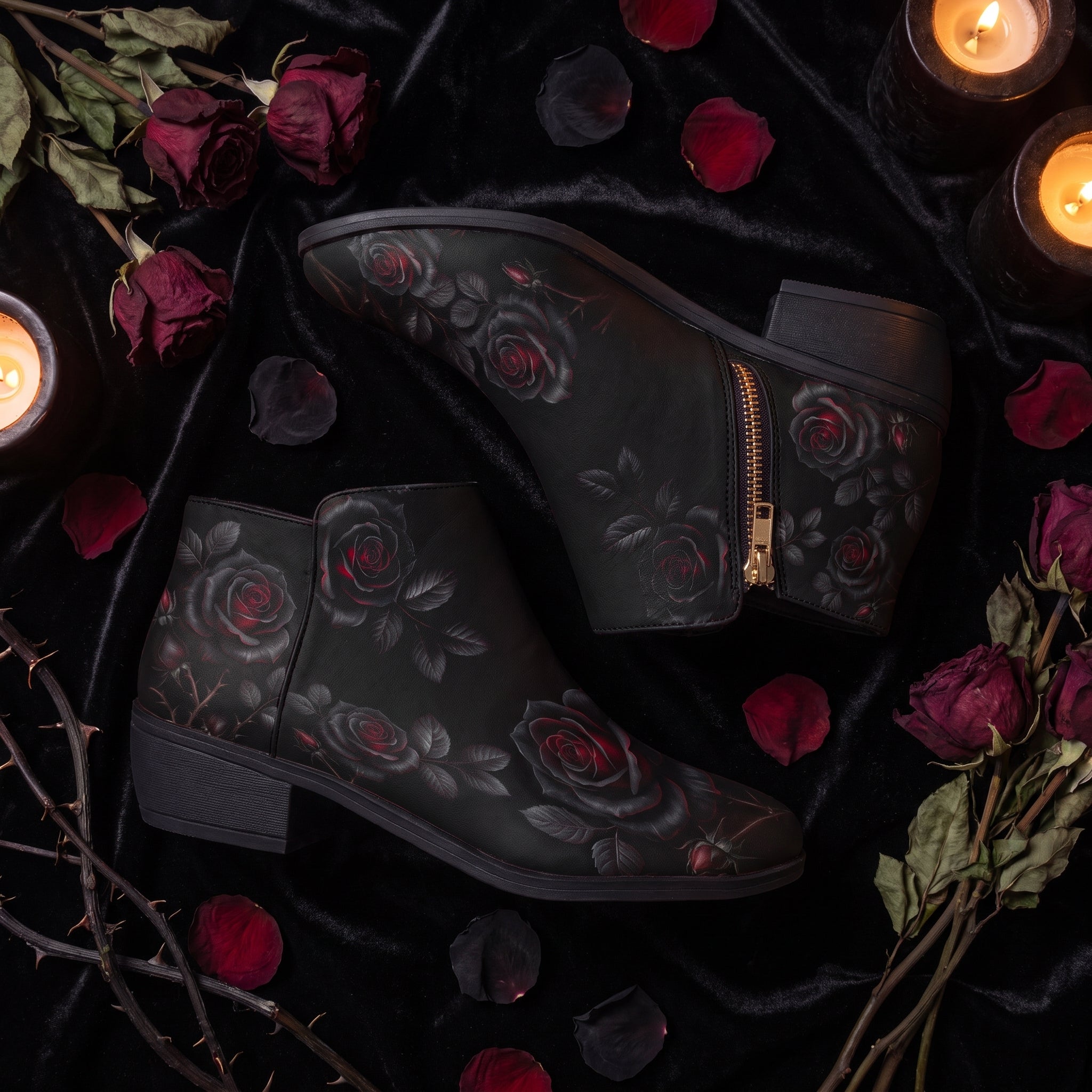 Thornveil Rose Fashion Zip Boots