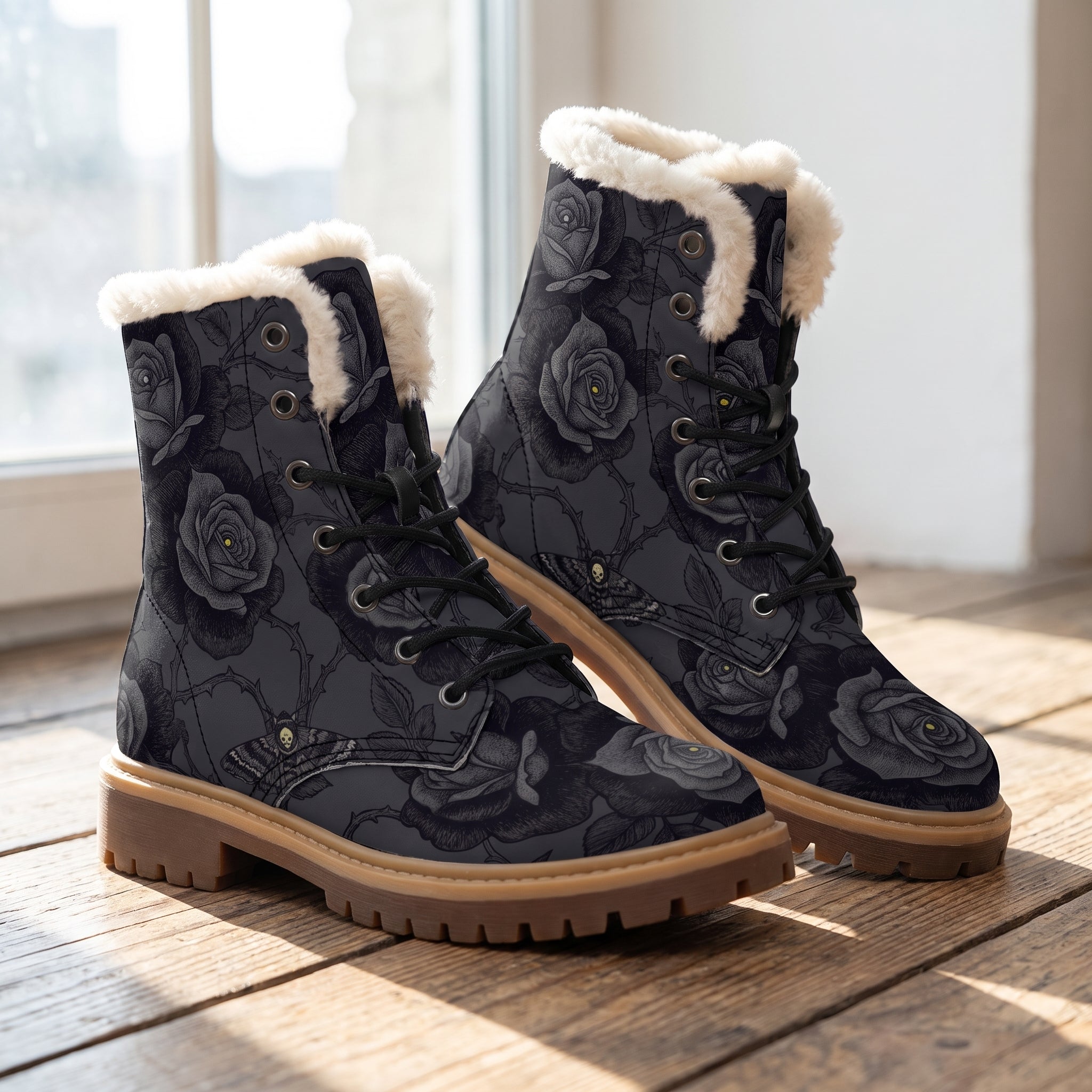 Acherontia Winter Boots - wood floor