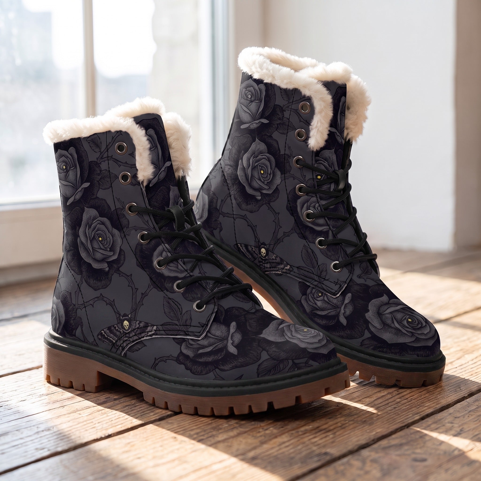 Acherontia Winter Boots - wood floor