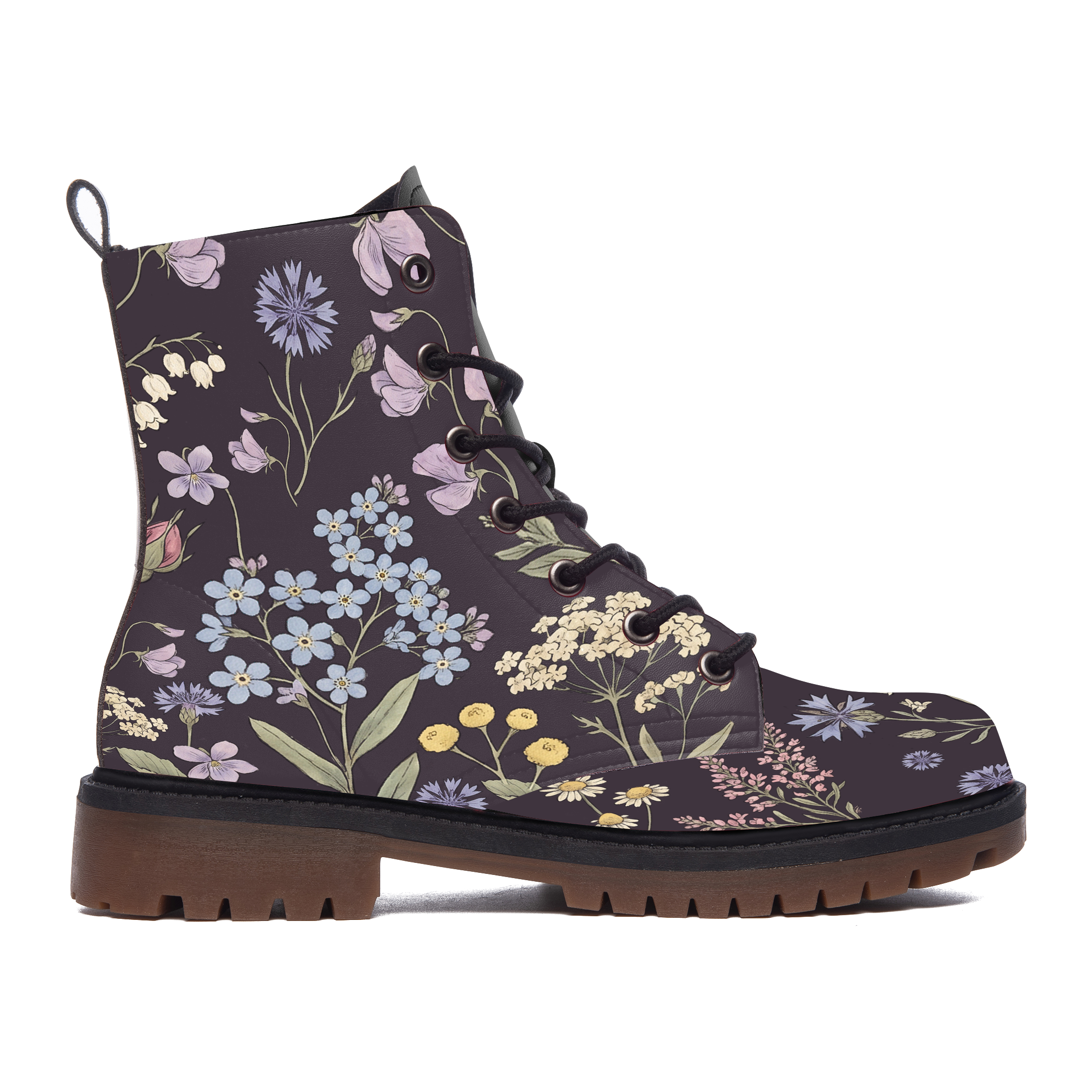 Achillea Leather Boots — outer side view on white