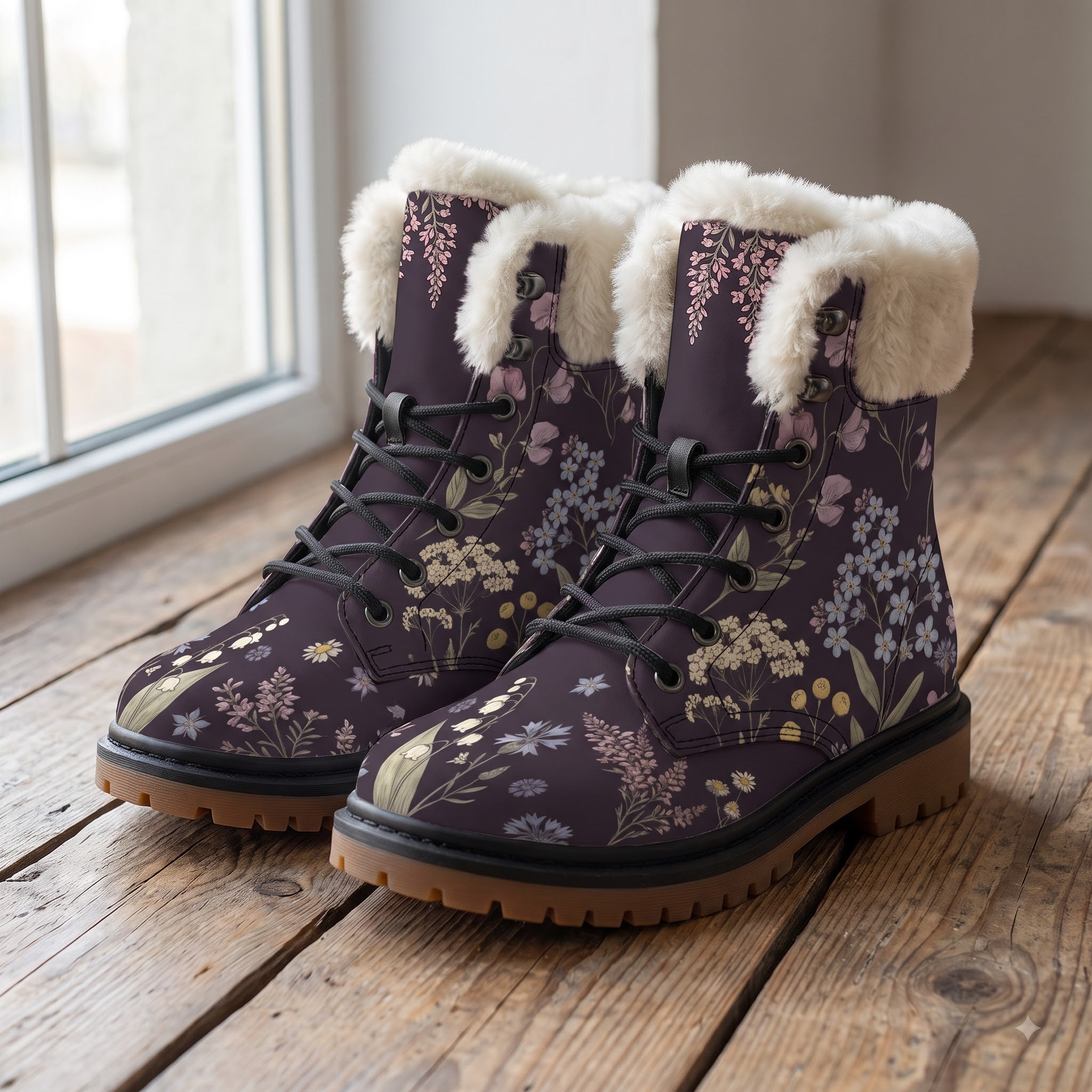 Achillea Winter Boots - wood floor