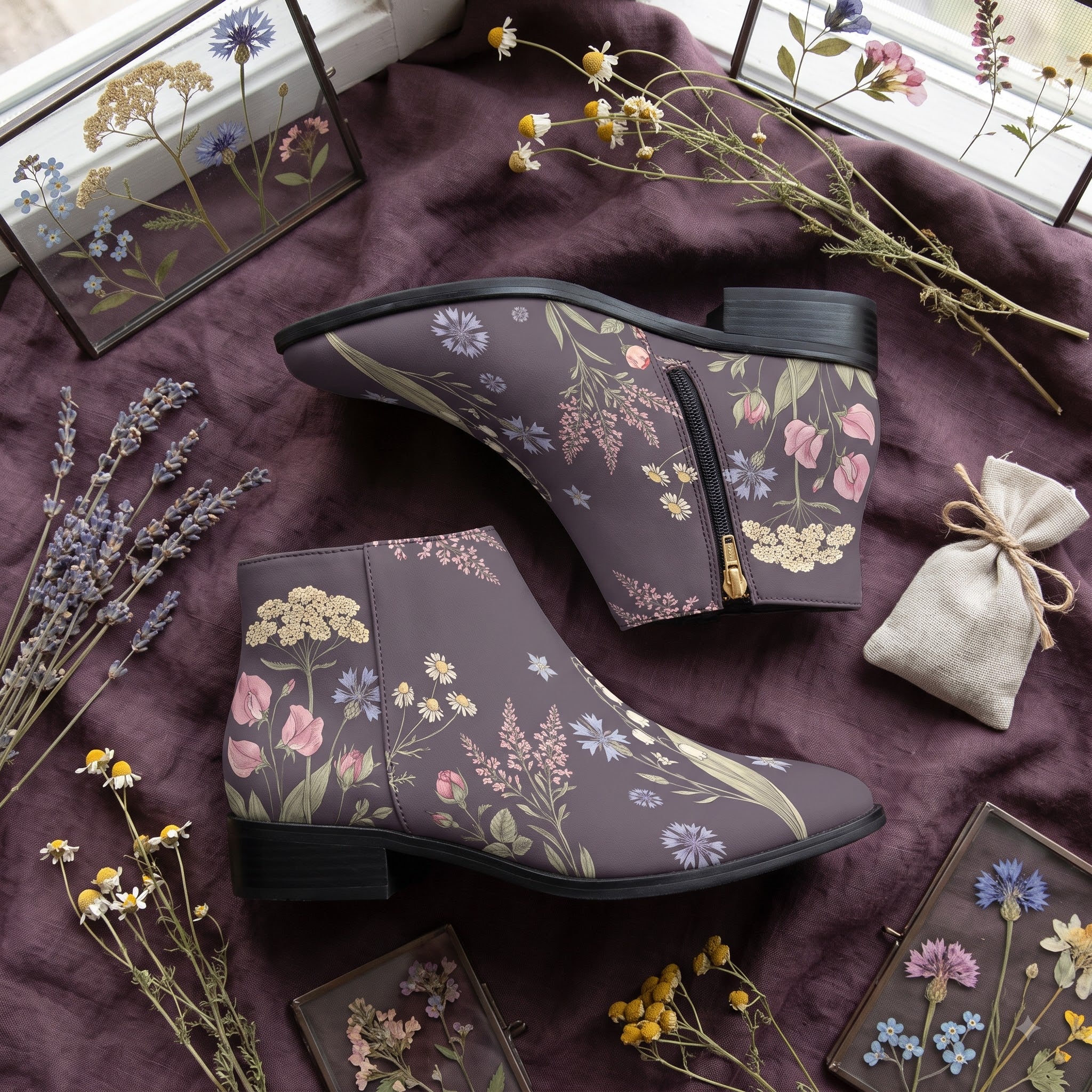 Achillea Fashion Zip Boots — flat lay decor
