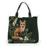 Vulpina Snap Tote Bag — flat lay, fox sentinel center