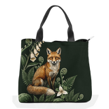 Vulpina Snap Tote Bag — flat lay, fox sentinel center