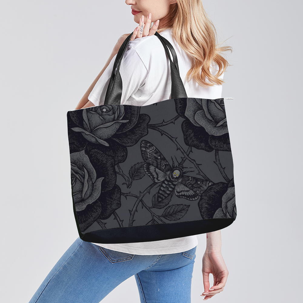 Acherontia Tote — front view with death's-head moth print
