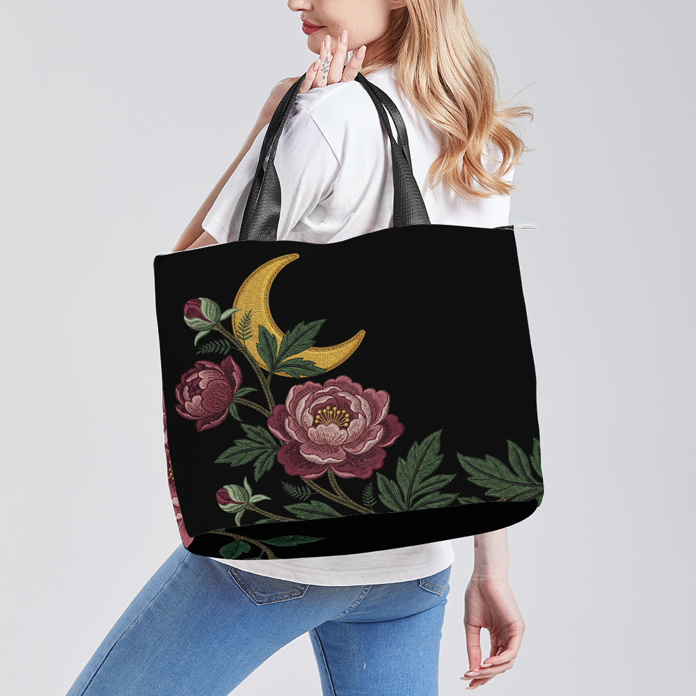 Paeonia Tote Bag — model wearing in studio