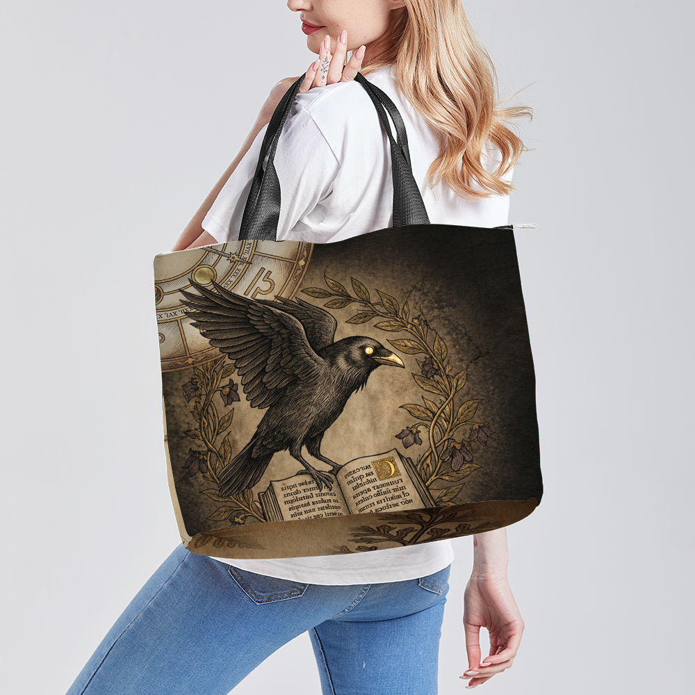 Corvus Tote Bag — model wearing in studio