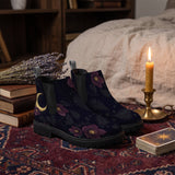 Vespertine Chelsea Boots — altar scene with candle, tarot card, lavender and Persian rug