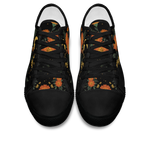 Calendula Low Tops - folk-art orange marigolds and daisies with crescent moon on black
