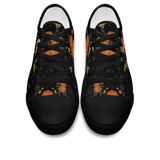 Calendula Low Tops - folk-art orange marigolds and daisies with crescent moon on black