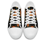 Calendula Low Tops - folk-art orange marigolds and daisies with crescent moon on black
