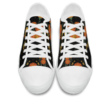 Calendula Low Tops - folk-art orange marigolds and daisies with crescent moon on black
