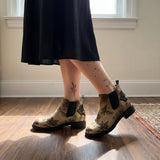 Corvus Chelsea Boots worn with black skirt indoor lifestyle