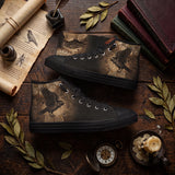Corvus High Tops — flat lay with candle and books