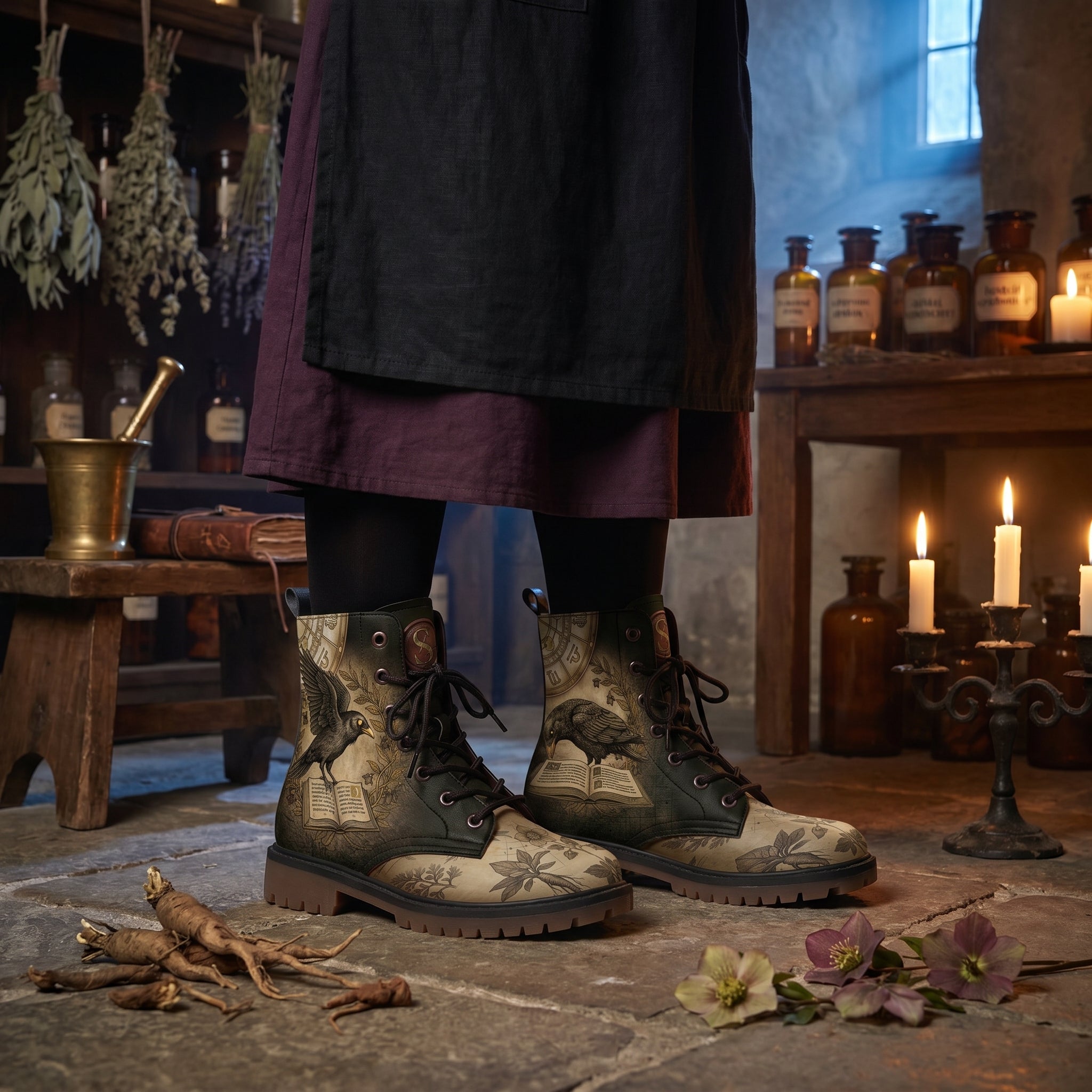 Corvus Vegan Leather Boots - scene compositing