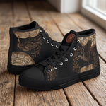 Corvus High Tops — on wood floor