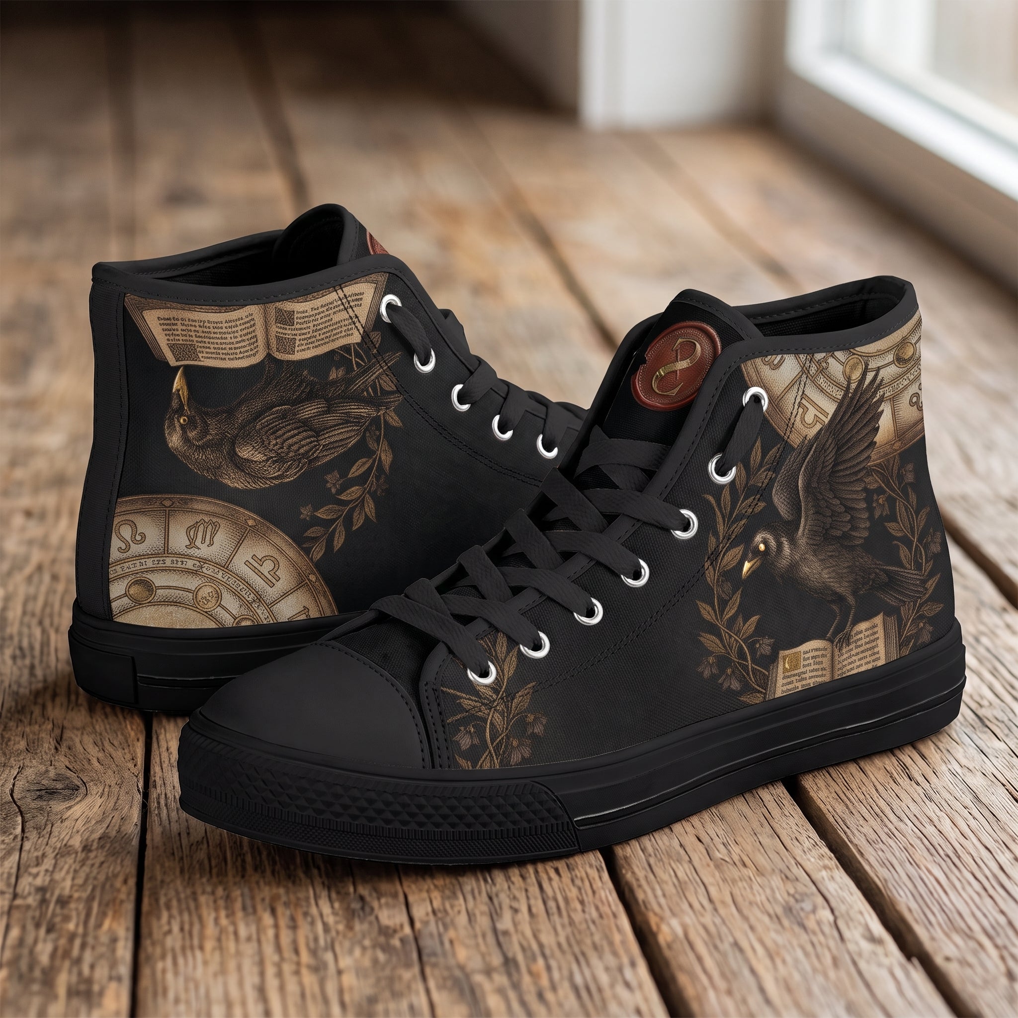 Corvus High Tops — on wood floor