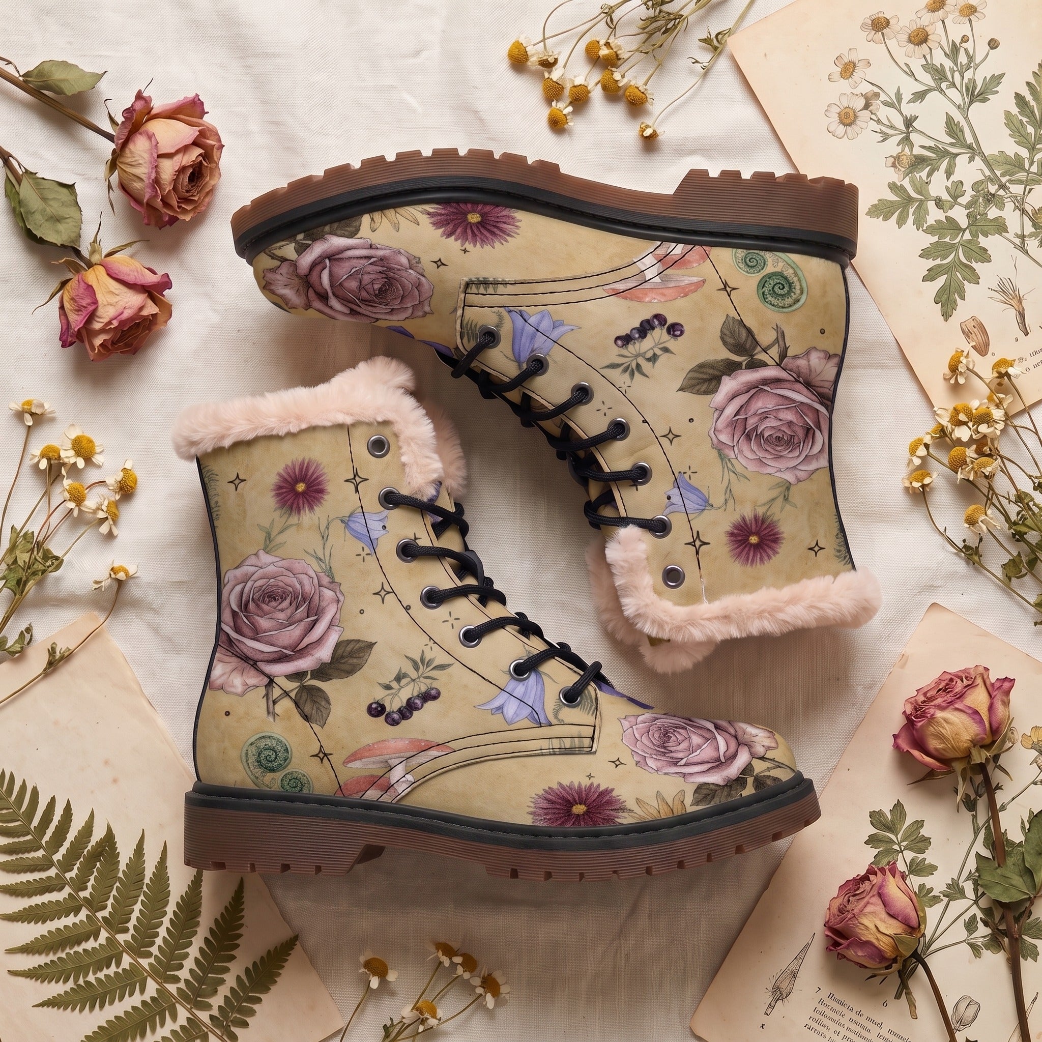 Herbarium Winter Boots - flat decor