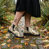 Materia Medica Chelsea Boots on cobblestone autumn forest path