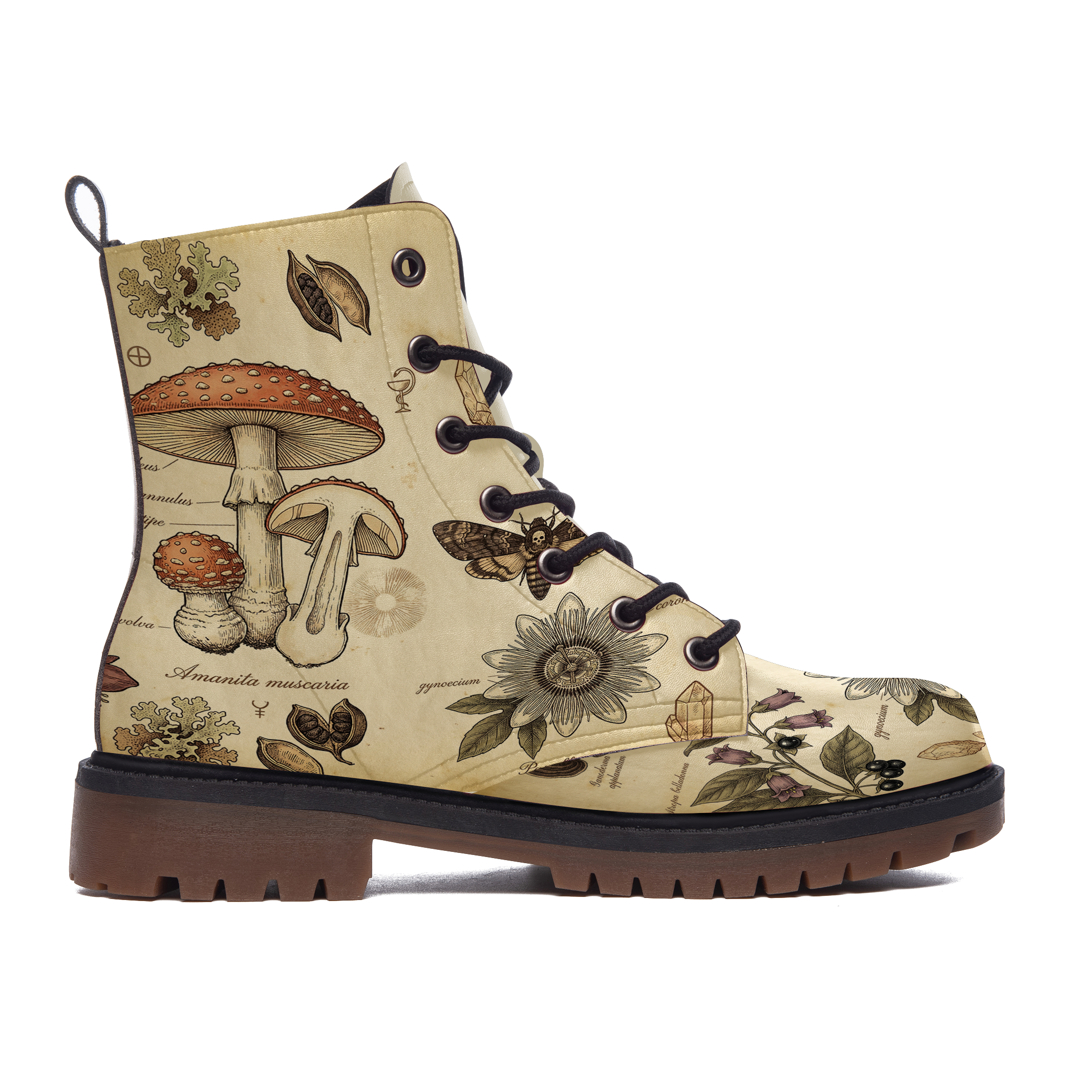 Materia Medica Leather Boots — outer side view on white