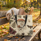 Skatheia Materia Medica tote bag in autumn park — lifestyle shot