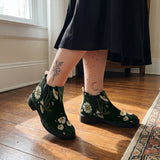 Matricaria Chelsea Boots worn with black skirt indoor lifestyle
