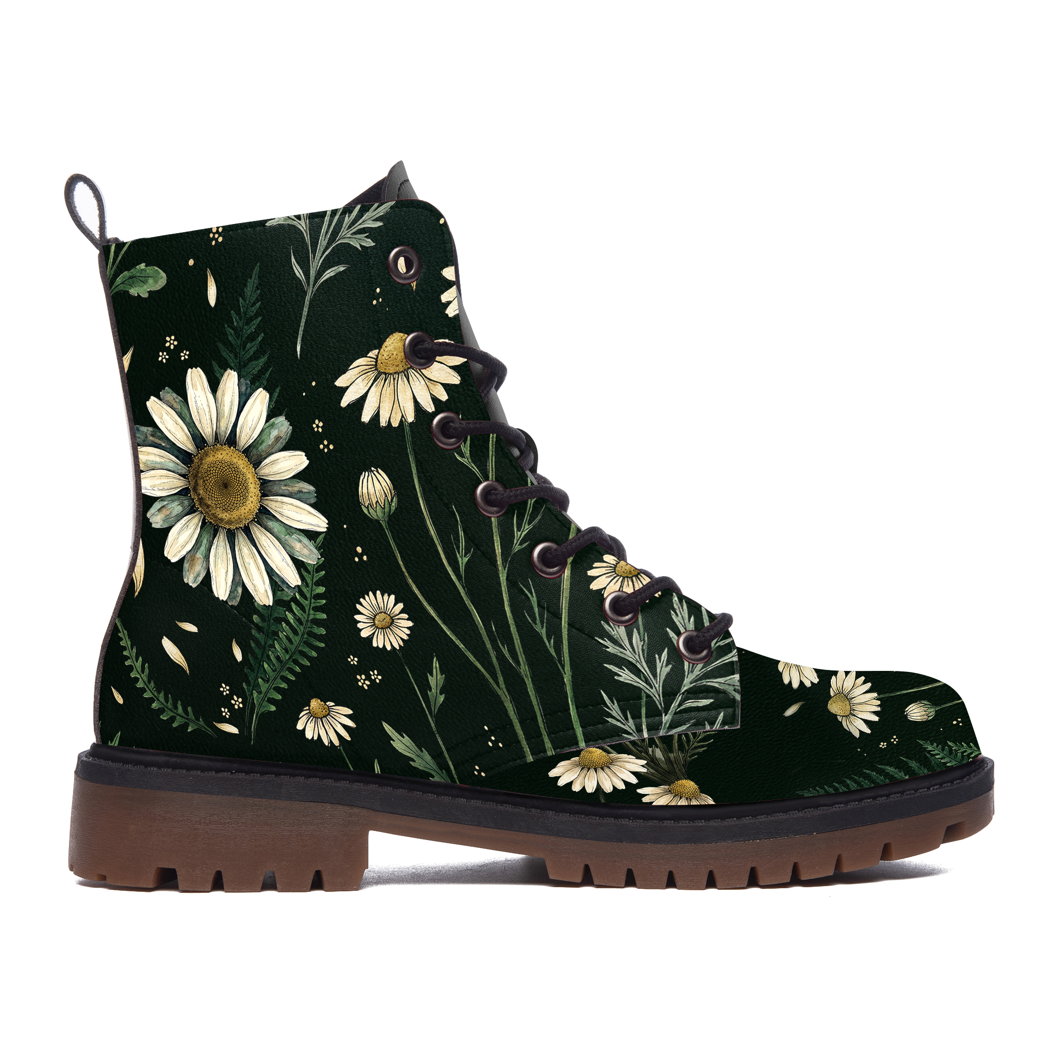 Matricaria Leather Boots — outer side view on white