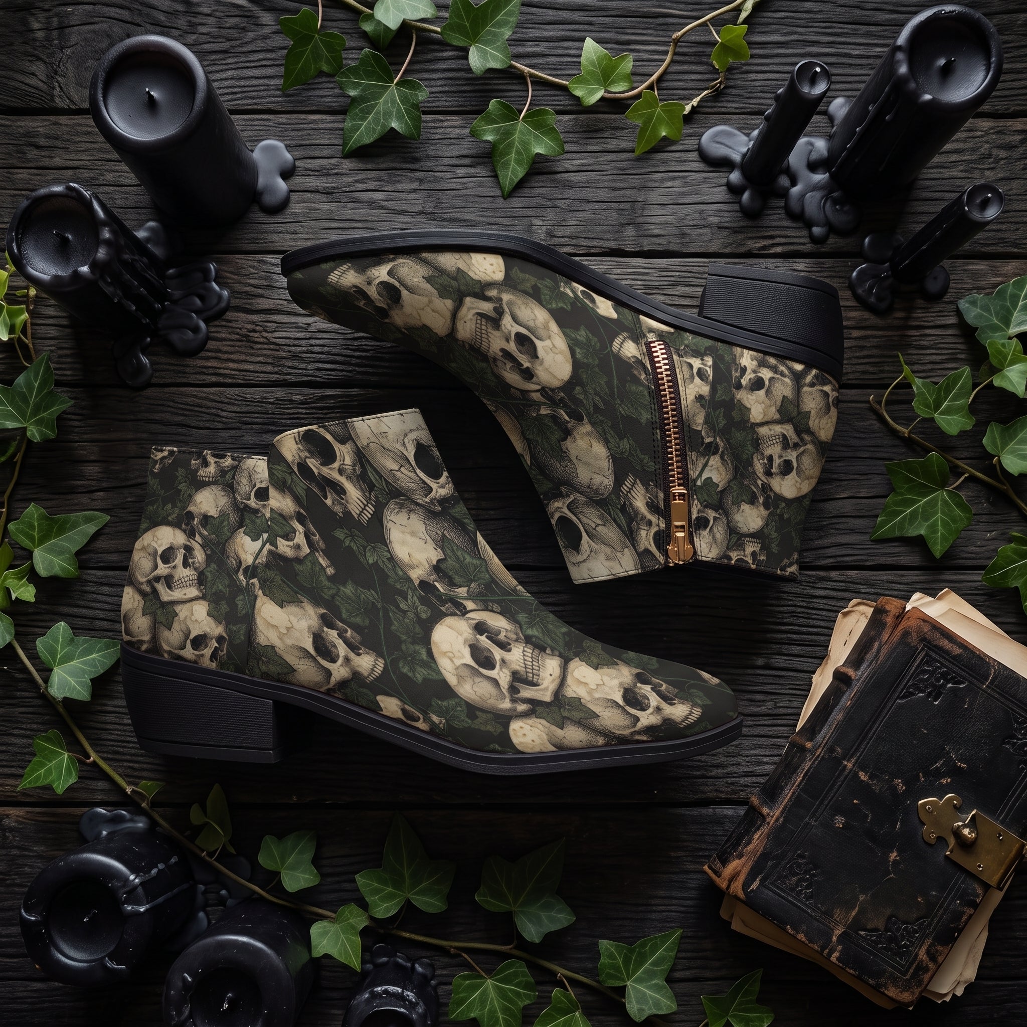 Ossuary Fashion Zip Boots — flat lay decor