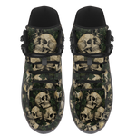 Ossuary Hiking Boots — skull and ivy catacomb print, 3/4 view