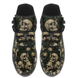 Ossuary Hiking Boots — skull and ivy catacomb print, 3/4 view
