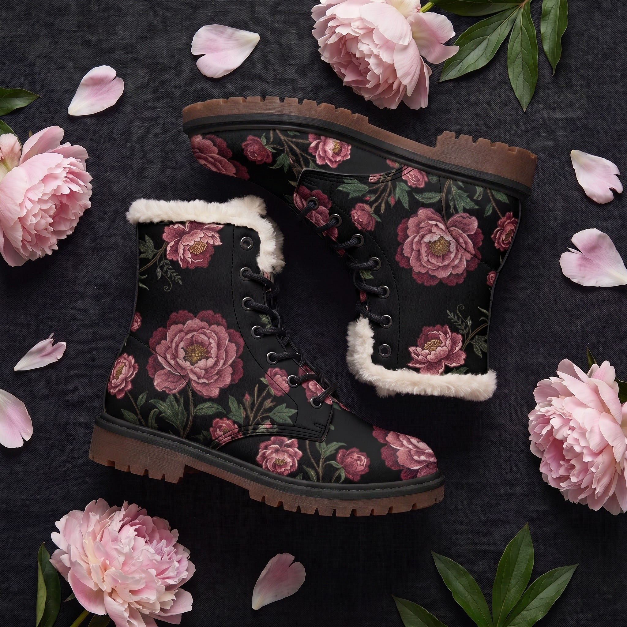 Paeonia Winter Boots - flat decor