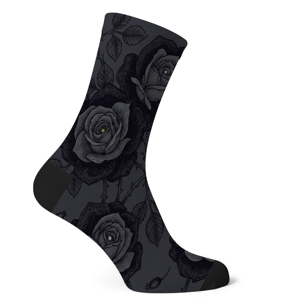 Acherontia Socks — side view dark botanical print