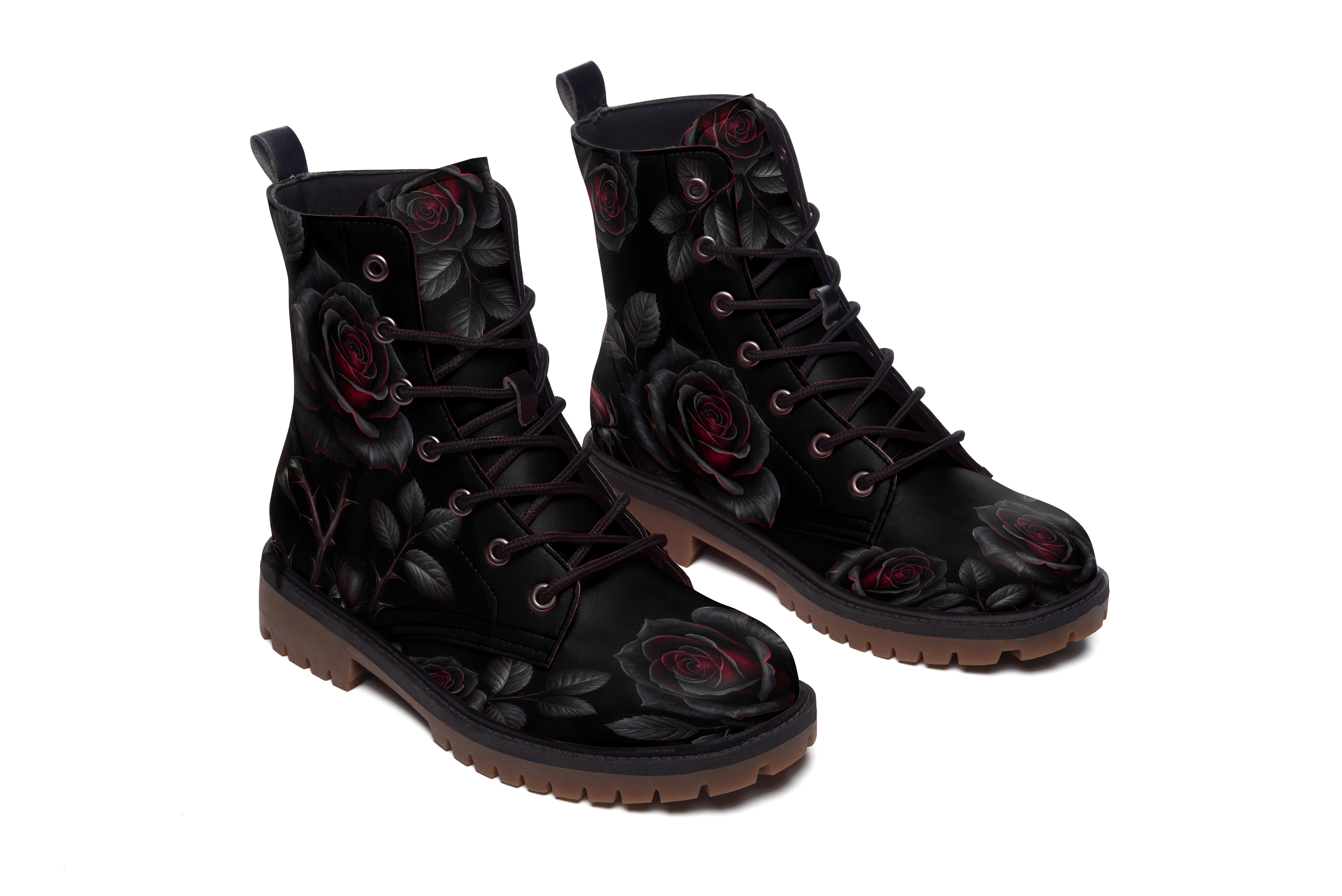 Thornveil Rose Vegan Leather Boots - View 1