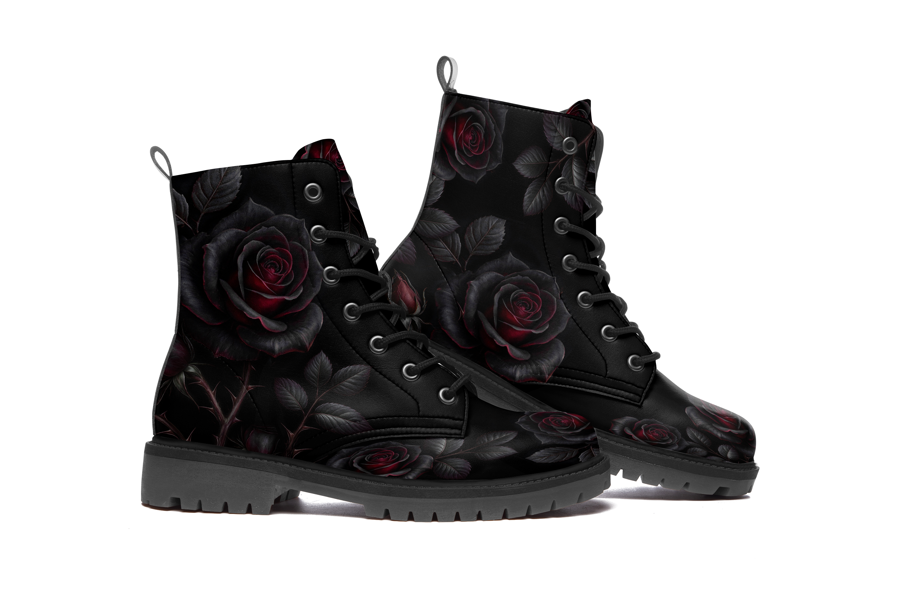 Thornveil Rose Vegan Leather Boots - View 2