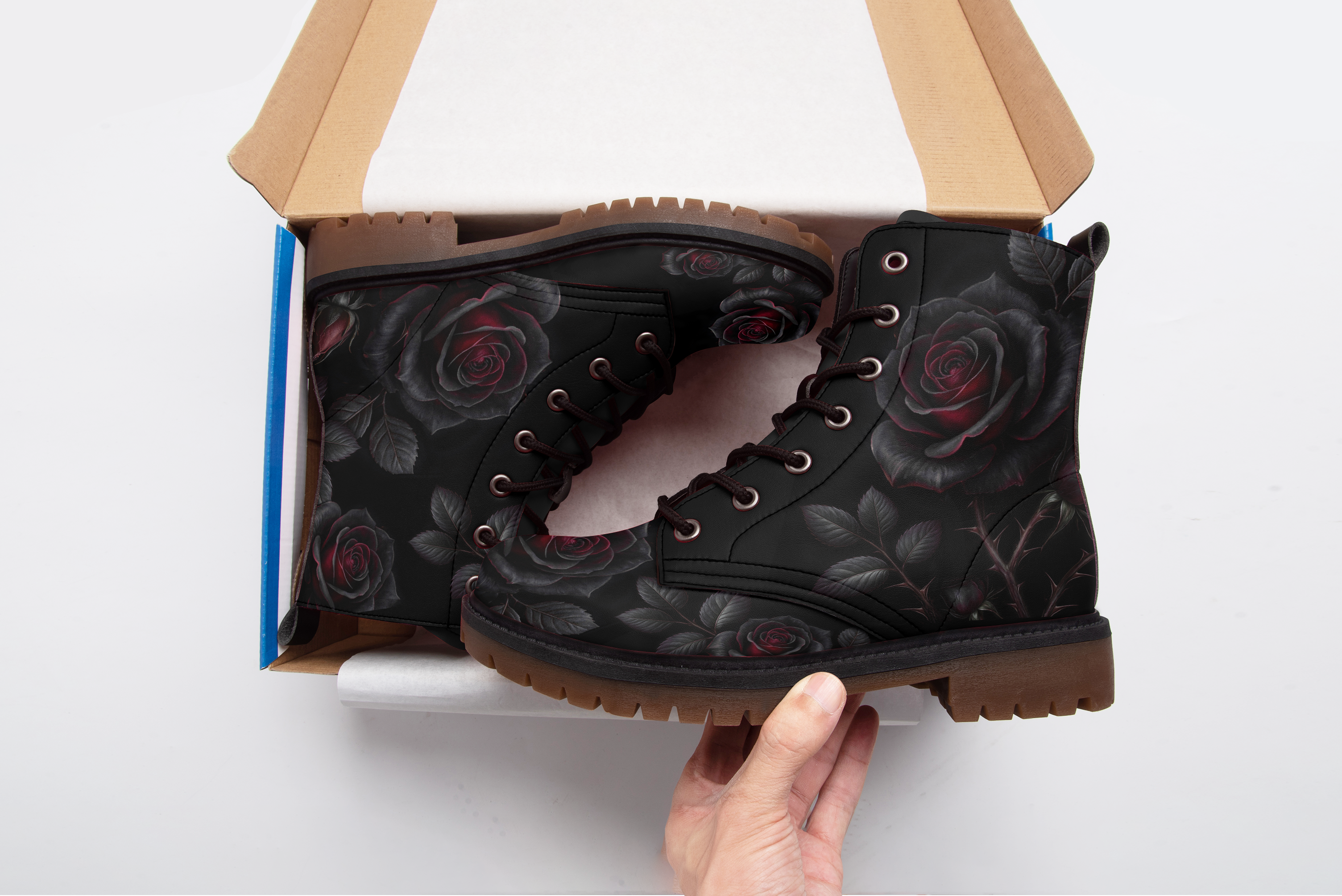 Thornveil Rose Vegan Leather Boots - View 7